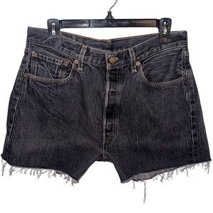 Levi’s 501 Denim Shorts Size 34 Waist Cut Off Dark Wash Button Fly
